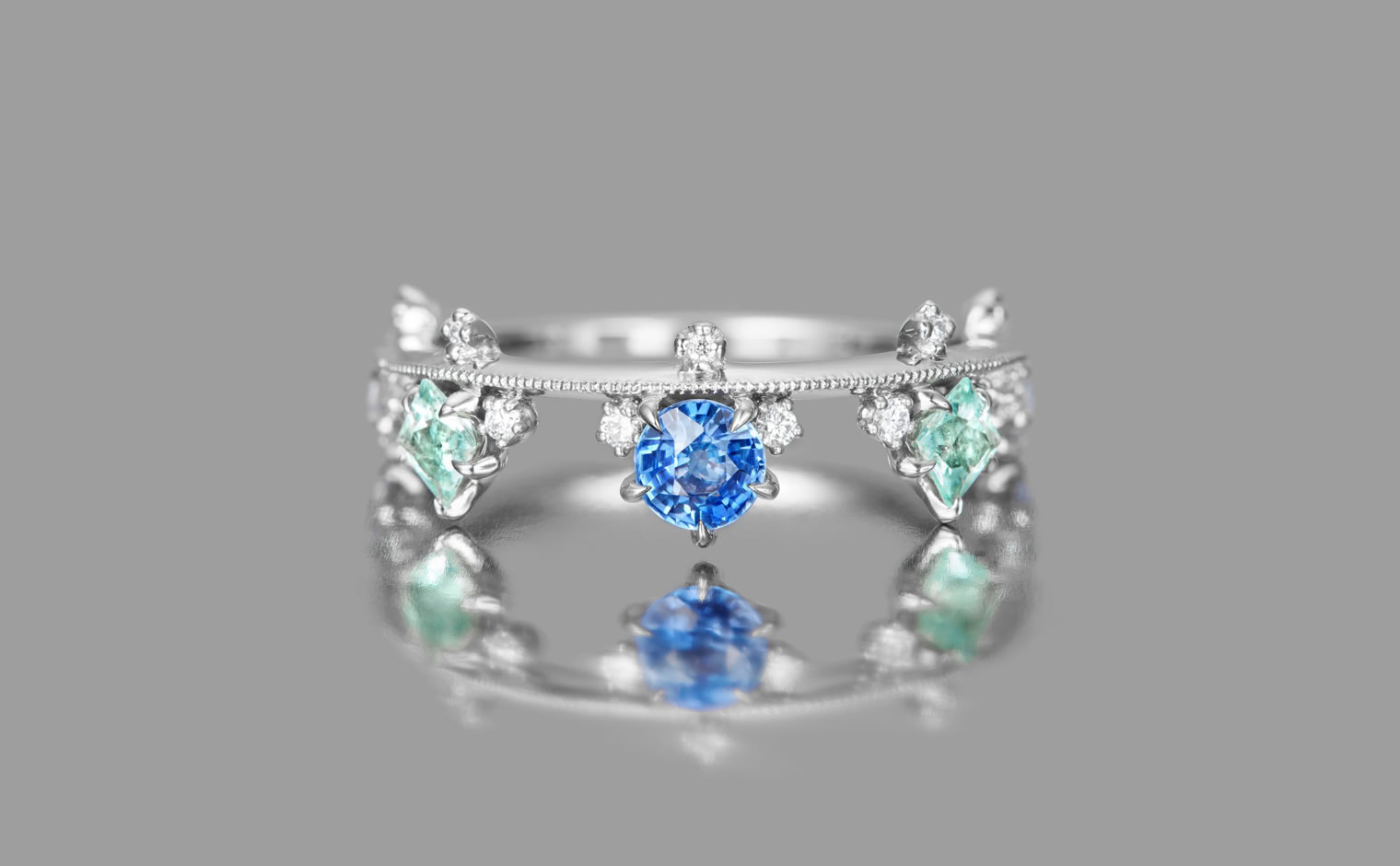 Crown Ring–Sapphire & Paraiba | kataoka jewelry and objets d