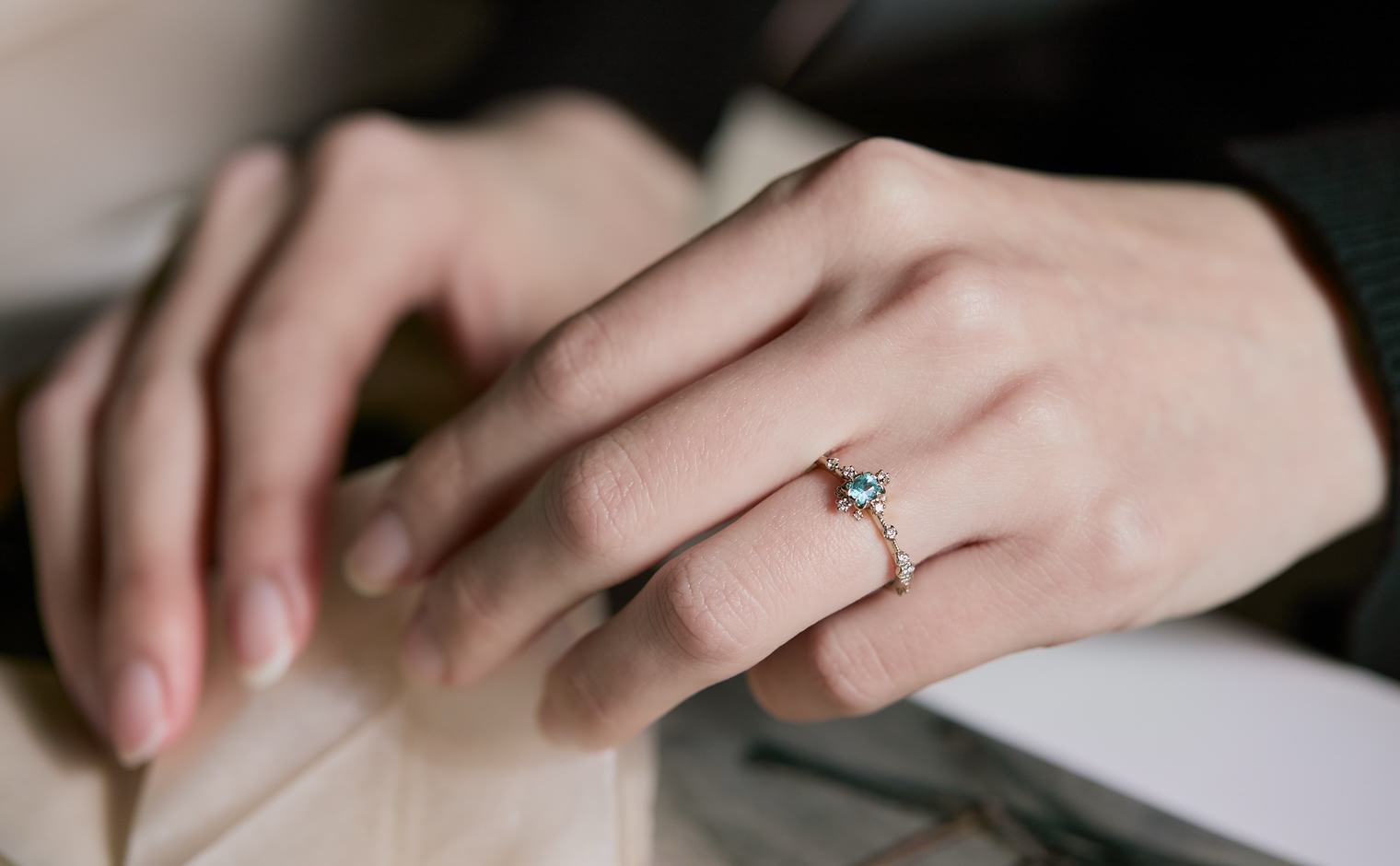 か*わ様 kataoka リボンダイヤモンドチェーンリング Snowflake Ring Supreme–Paraiba | kataoka jewelry