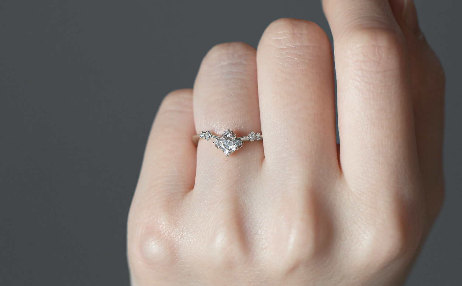 Curved Heart Ring–Diamond | kataoka jewelry