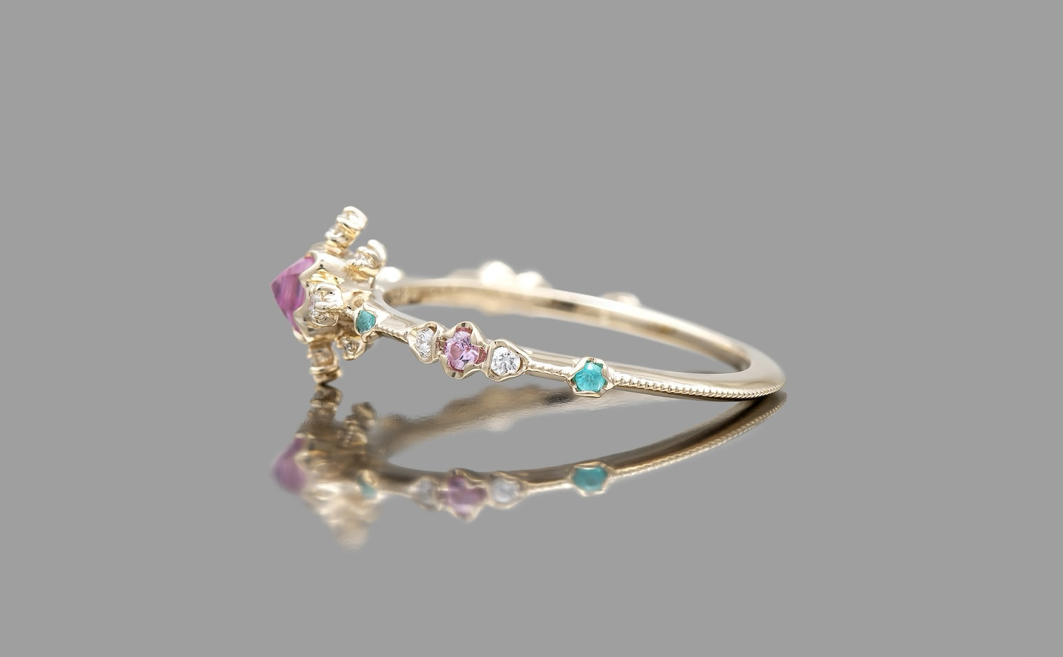 Snowflake Ring–Sapphire & Paraiba | kataoka jewelry and objets d'art