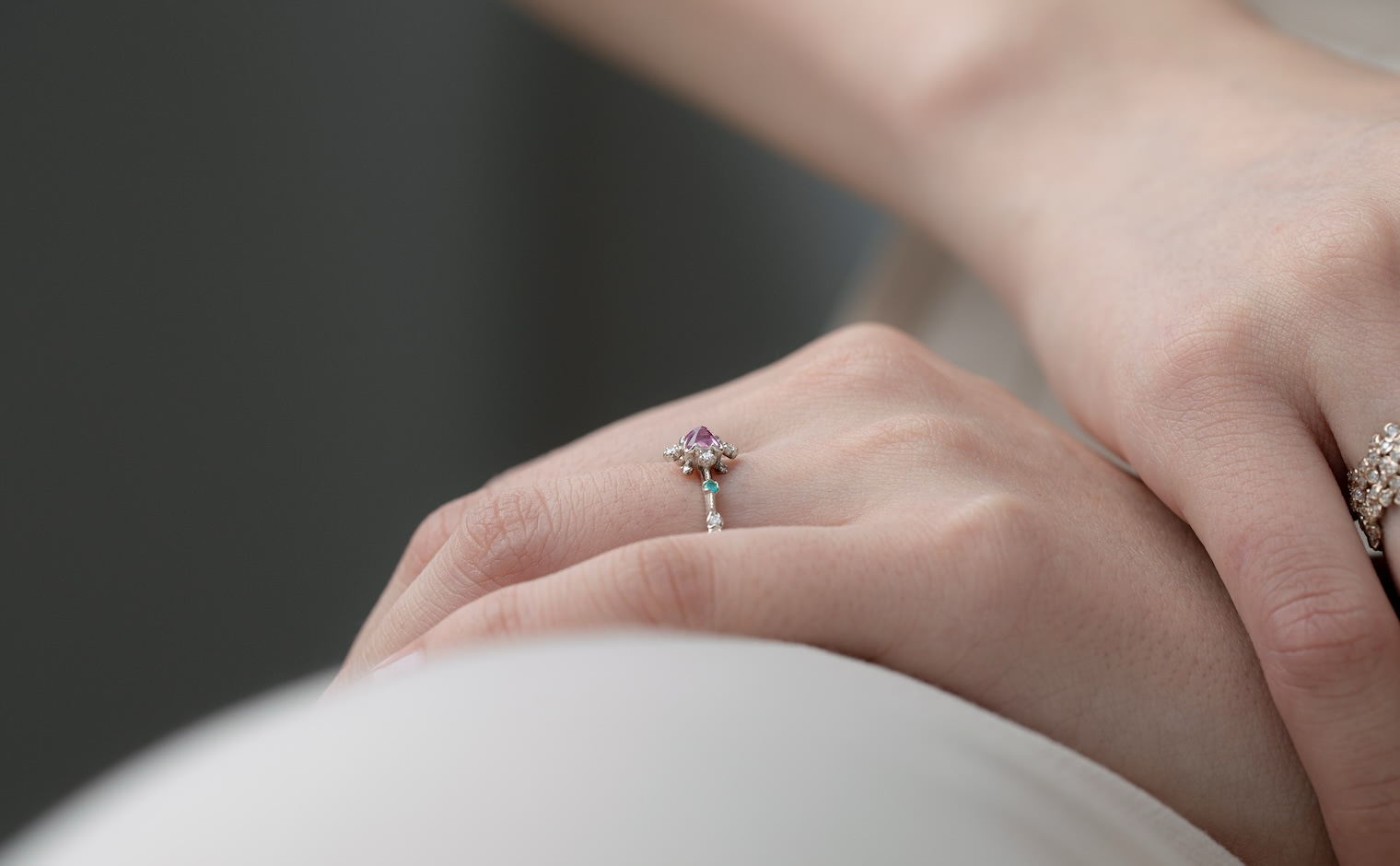 Snowflake Ring–Sapphire & Paraiba | kataoka jewelry