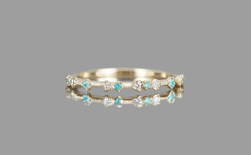 Dotted Ring–Diamond & Paraiba