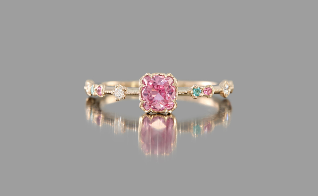 Paeonia Ring–Padparadscha Sapphire