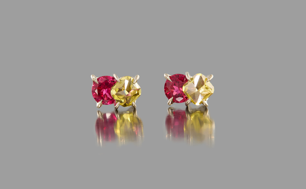 Calyx Studs–Diamond & Spinel