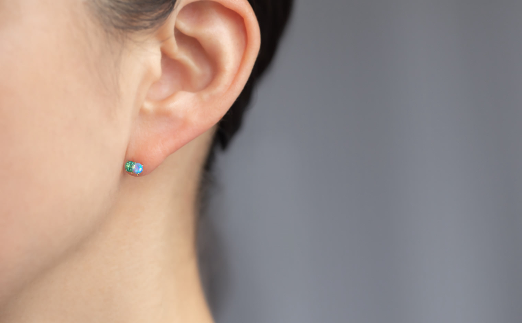 Calyx Studs–Emerald & Opal