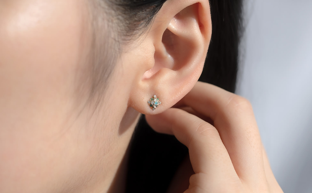 Orchid Studs–Evergreen