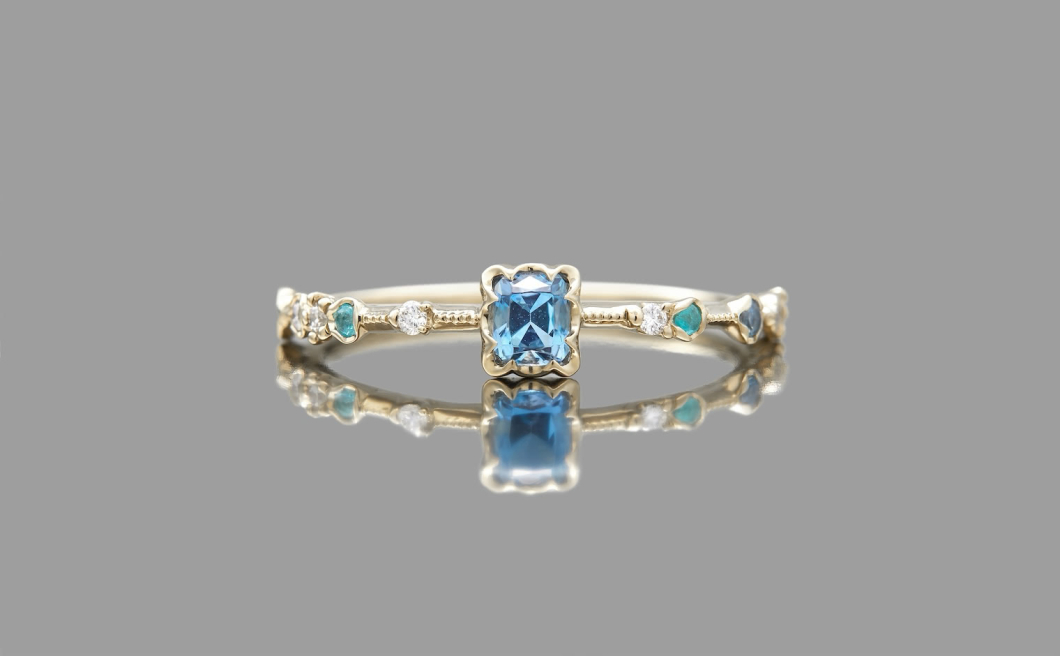 Paeonia Ring–Aquamarine