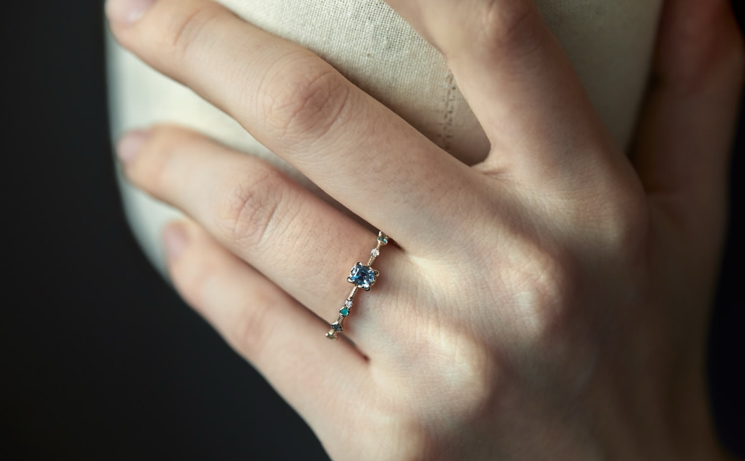 Paeonia Ring–Aquamarine