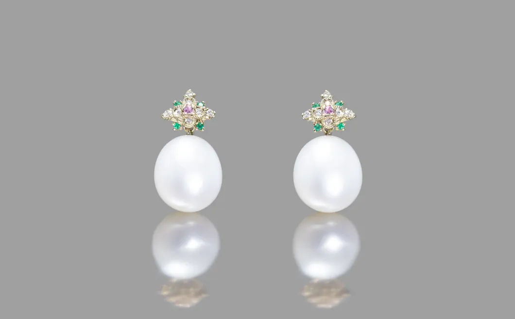 Orchid Pearl Studs–Rainbow