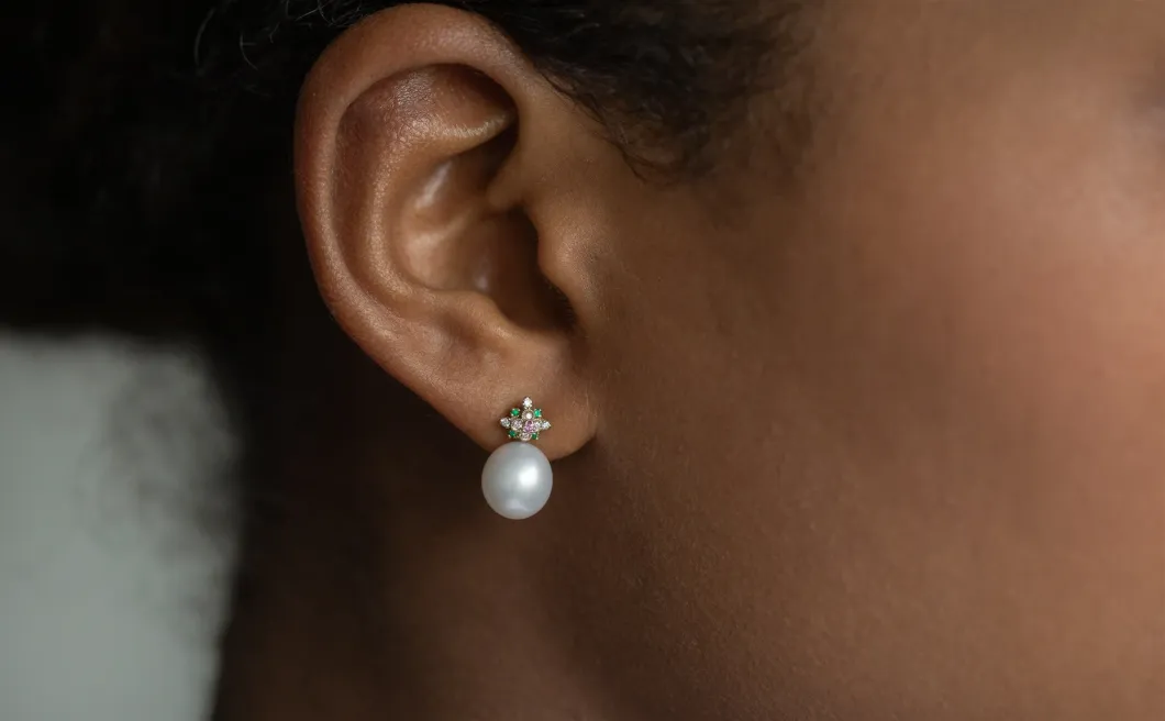 Orchid Pearl Studs–Rainbow